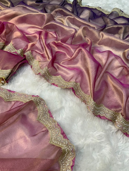 Multi Color Light Weight Tissue Saree