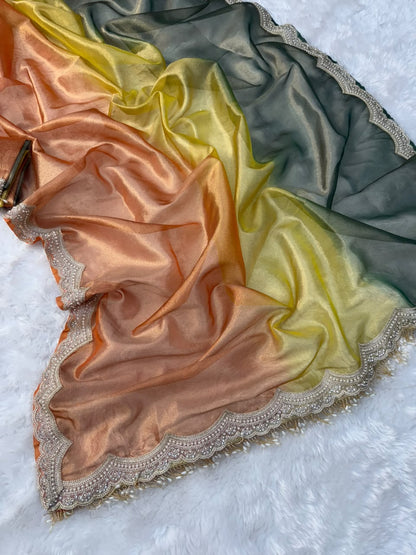 Multi Color Lightweight Tissue Saree