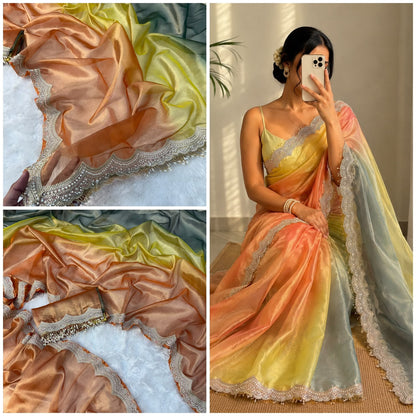 Multi Color Lightweight Tissue Saree