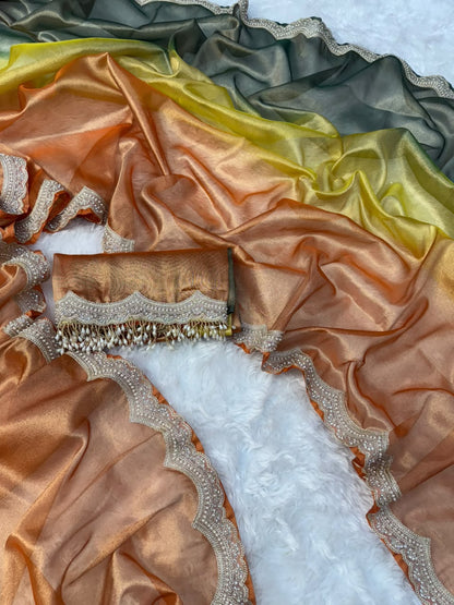 Multi Color Lightweight Tissue Saree