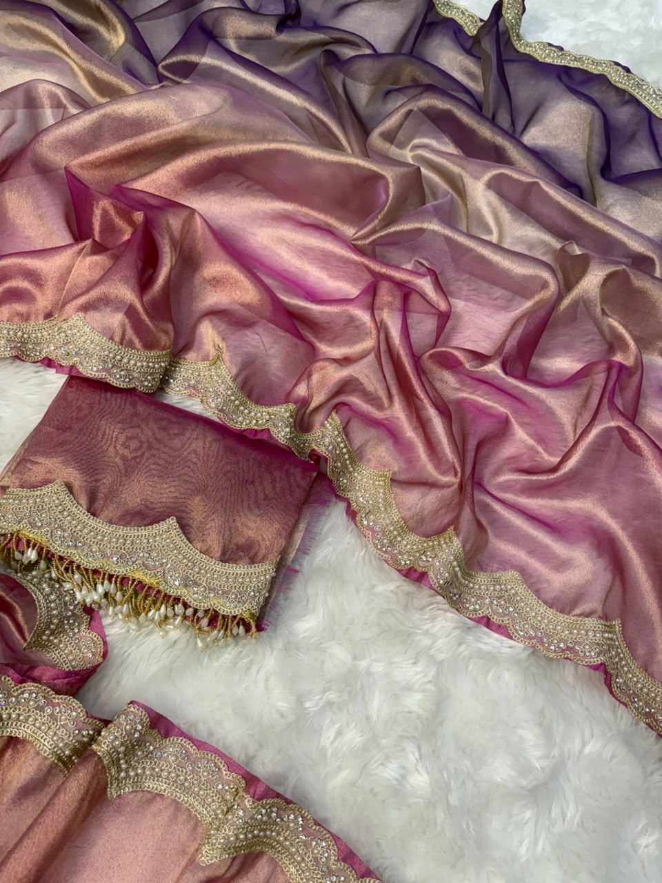 Multi Color Light Weight Tissue Saree