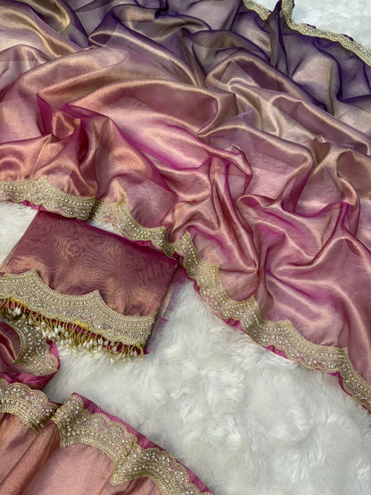 Multi Color Light Weight Tissue Saree