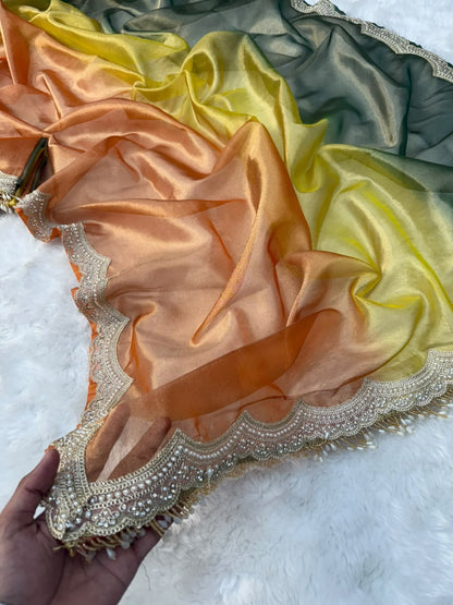 Multi Color Lightweight Tissue Saree