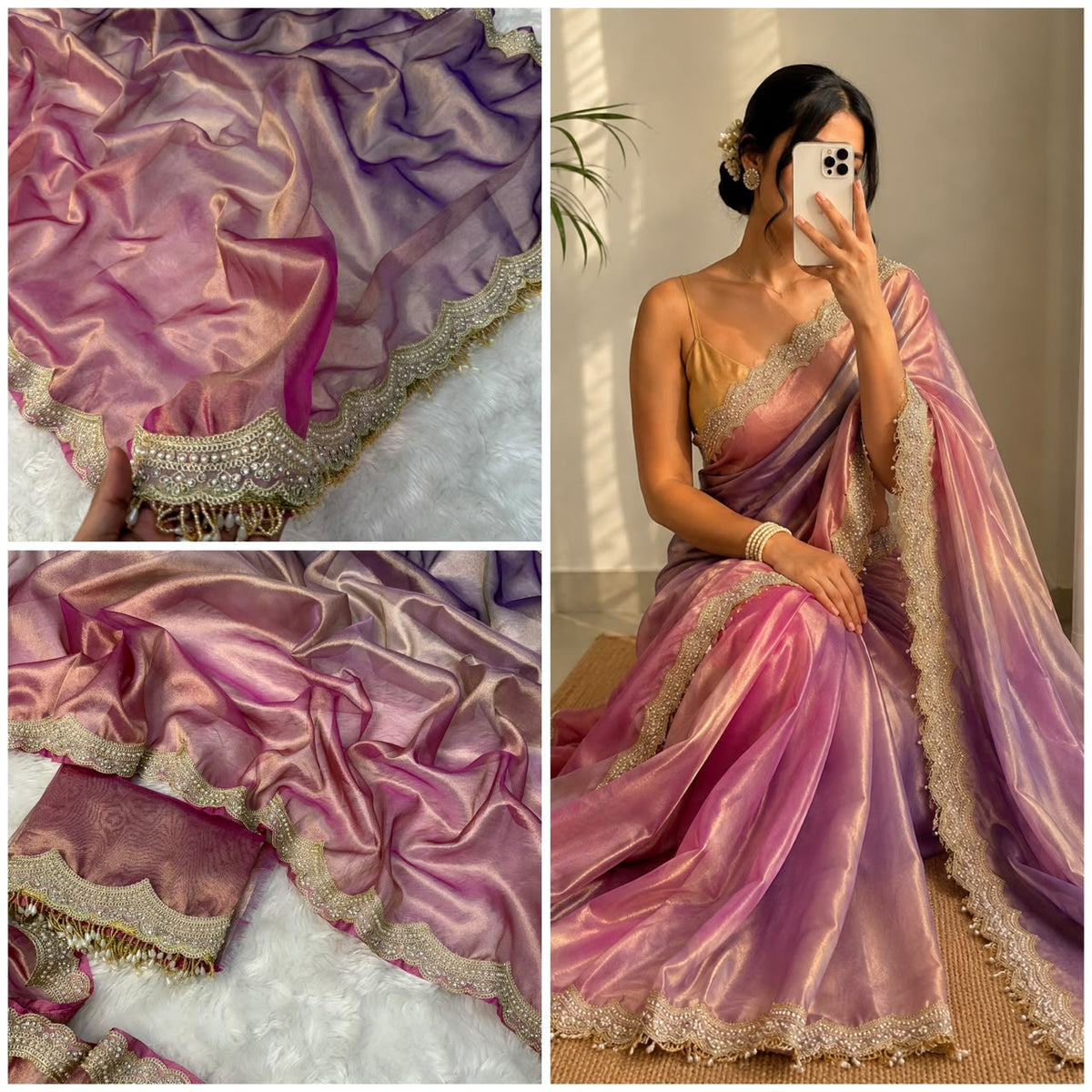 Multi Color Light Weight Tissue Saree