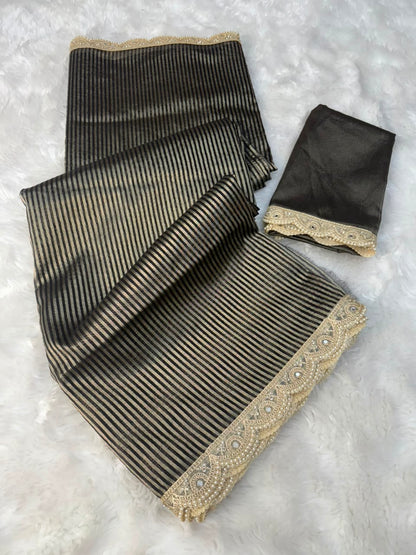 Black & Gold Luxury Tissue Saree