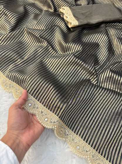 Black & Gold Luxury Tissue Saree