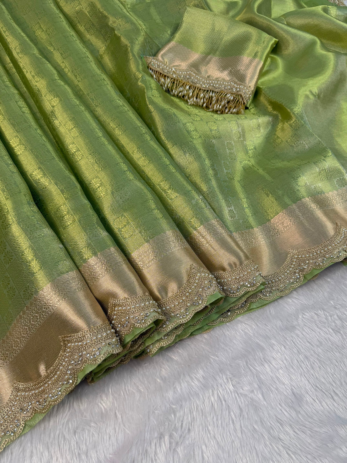 Premium Green Tissue Saree