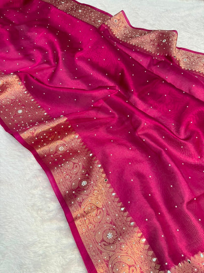 Premium Banarasi Stone Work Tissue Saree