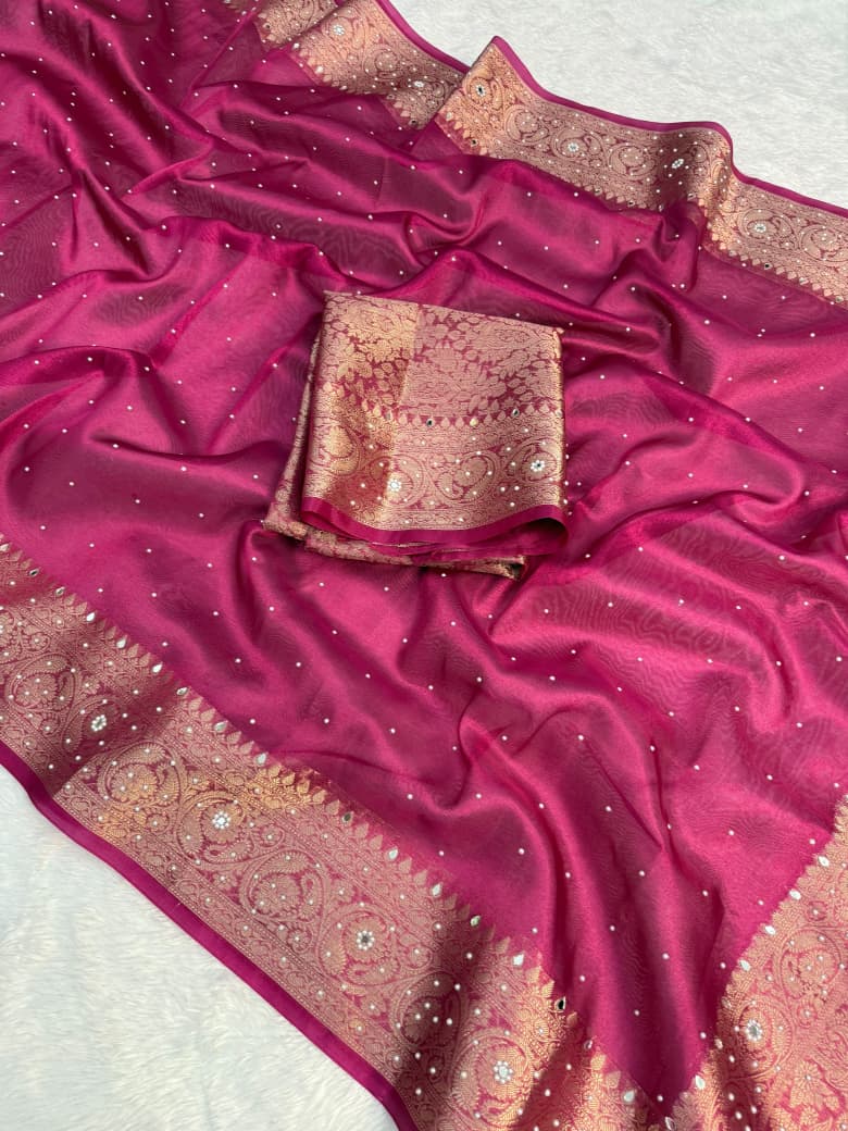 Premium Banarasi Stone Work Tissue Saree