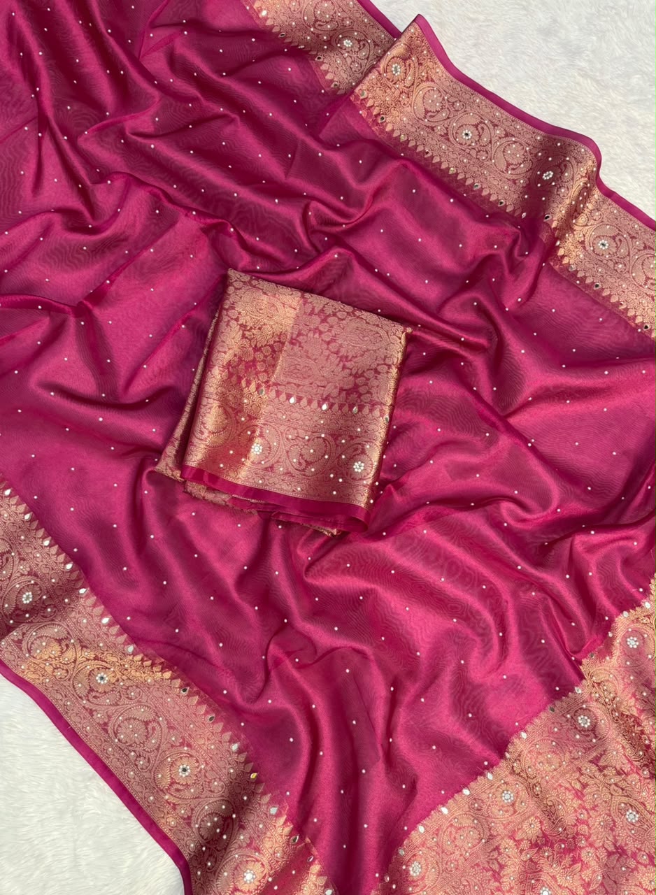 Premium Banarasi Stone Work Tissue Saree