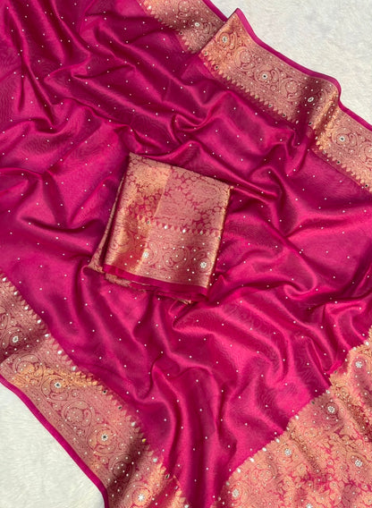 Premium Banarasi Stone Work Tissue Saree