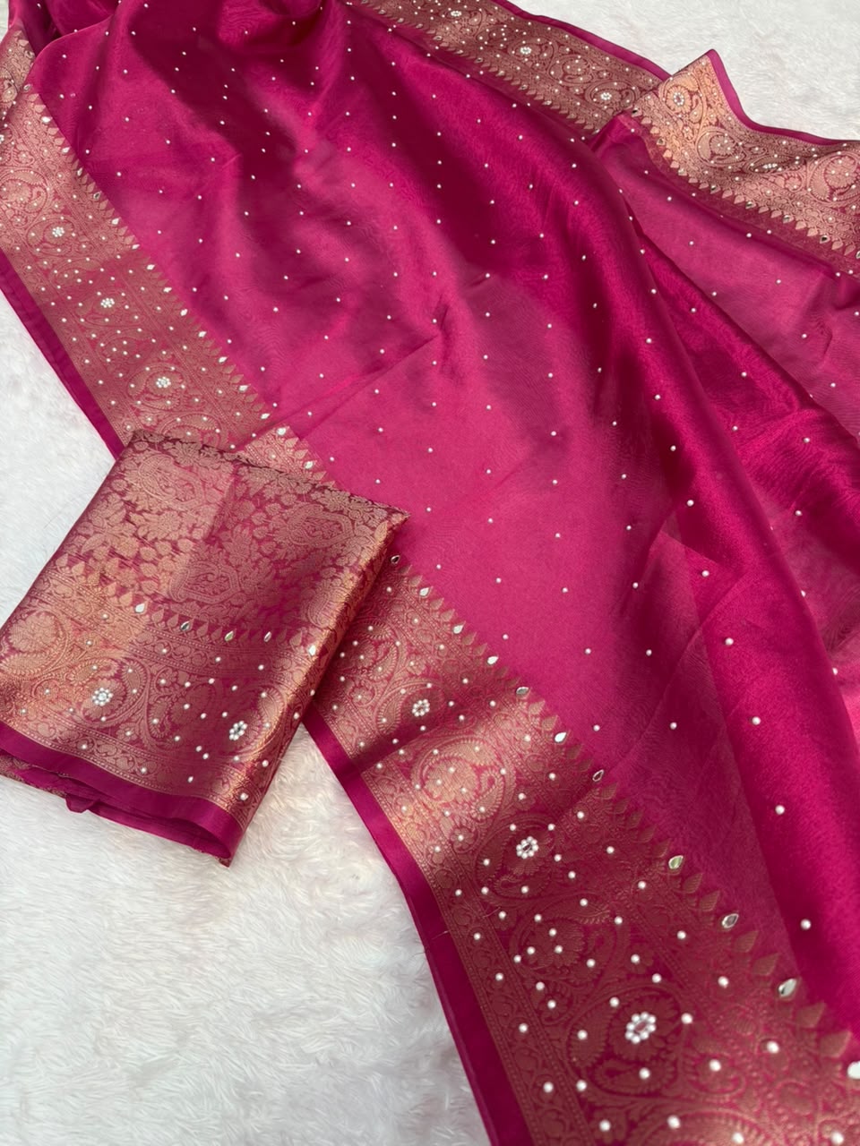 Premium Banarasi Stone Work Tissue Saree