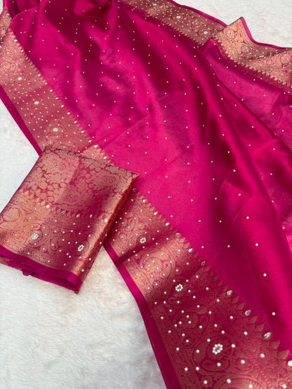 Premium Banarasi Stone Work Tissue Saree