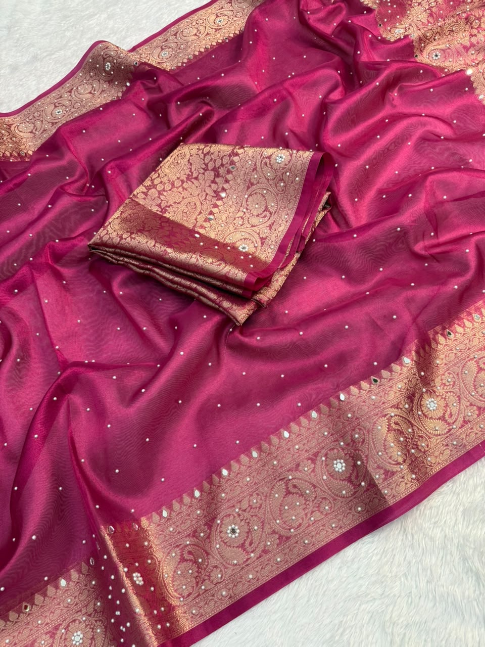 Premium Banarasi Stone Work Tissue Saree