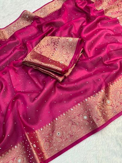 Premium Banarasi Stone Work Tissue Saree