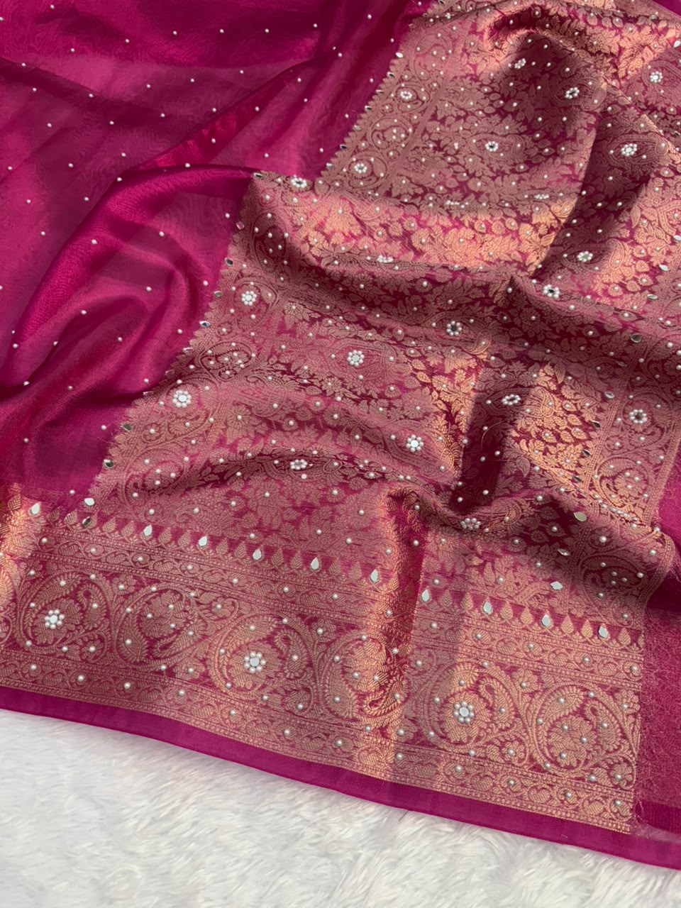 Premium Banarasi Stone Work Tissue Saree