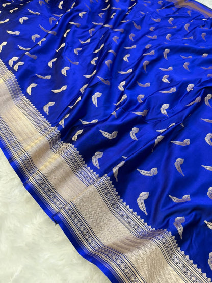 Royal Blue & Black Mashru Katan Saree
