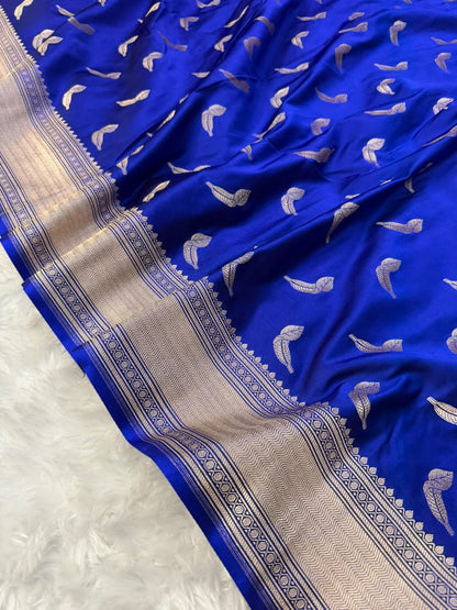 Royal Blue & Black Mashru Katan Saree