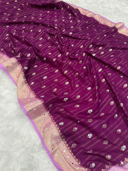 Premium Dupion Silk Silver Buti Saree