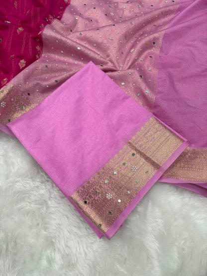 Premium Dupion Silk Silver Buti Saree