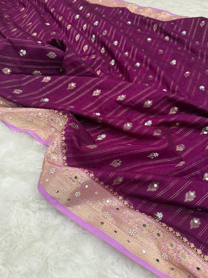 Premium Dupion Silk Silver Buti Saree