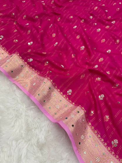 Premium Dupion Silk Silver Buti Saree