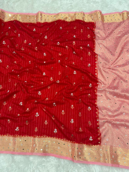 Premium Dupion Silk Silver Buti Saree