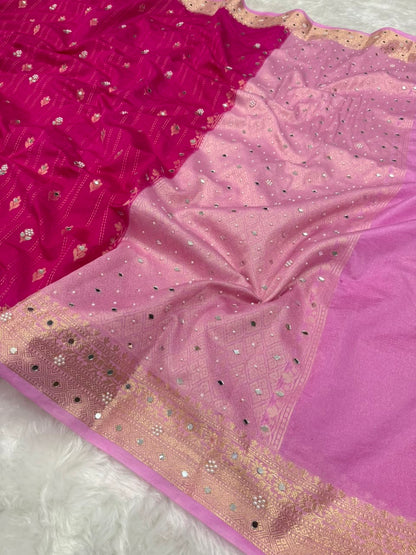 Premium Dupion Silk Silver Buti Saree