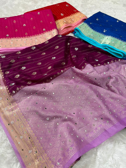 Premium Dupion Silk Silver Buti Saree