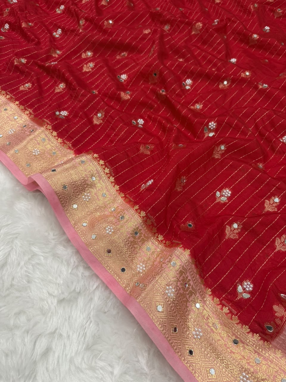 Premium Dupion Silk Silver Buti Saree