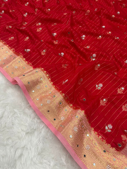 Premium Dupion Silk Silver Buti Saree