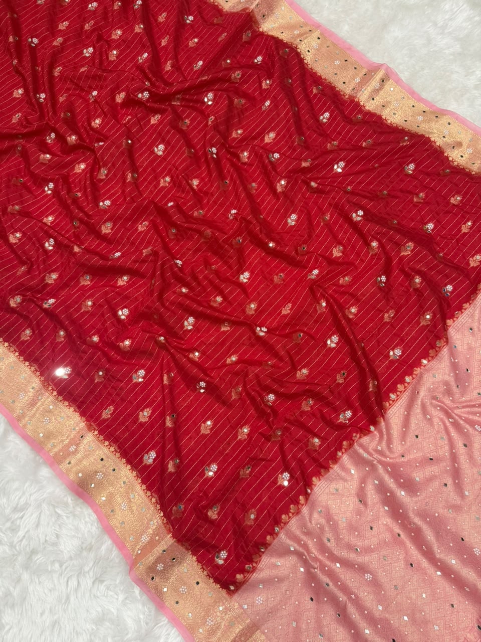 Premium Dupion Silk Silver Buti Saree