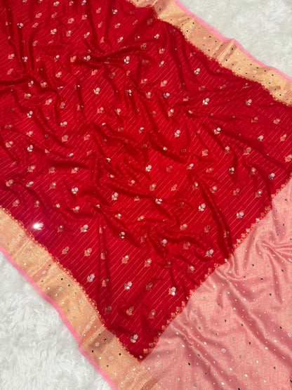 Premium Dupion Silk Silver Buti Saree