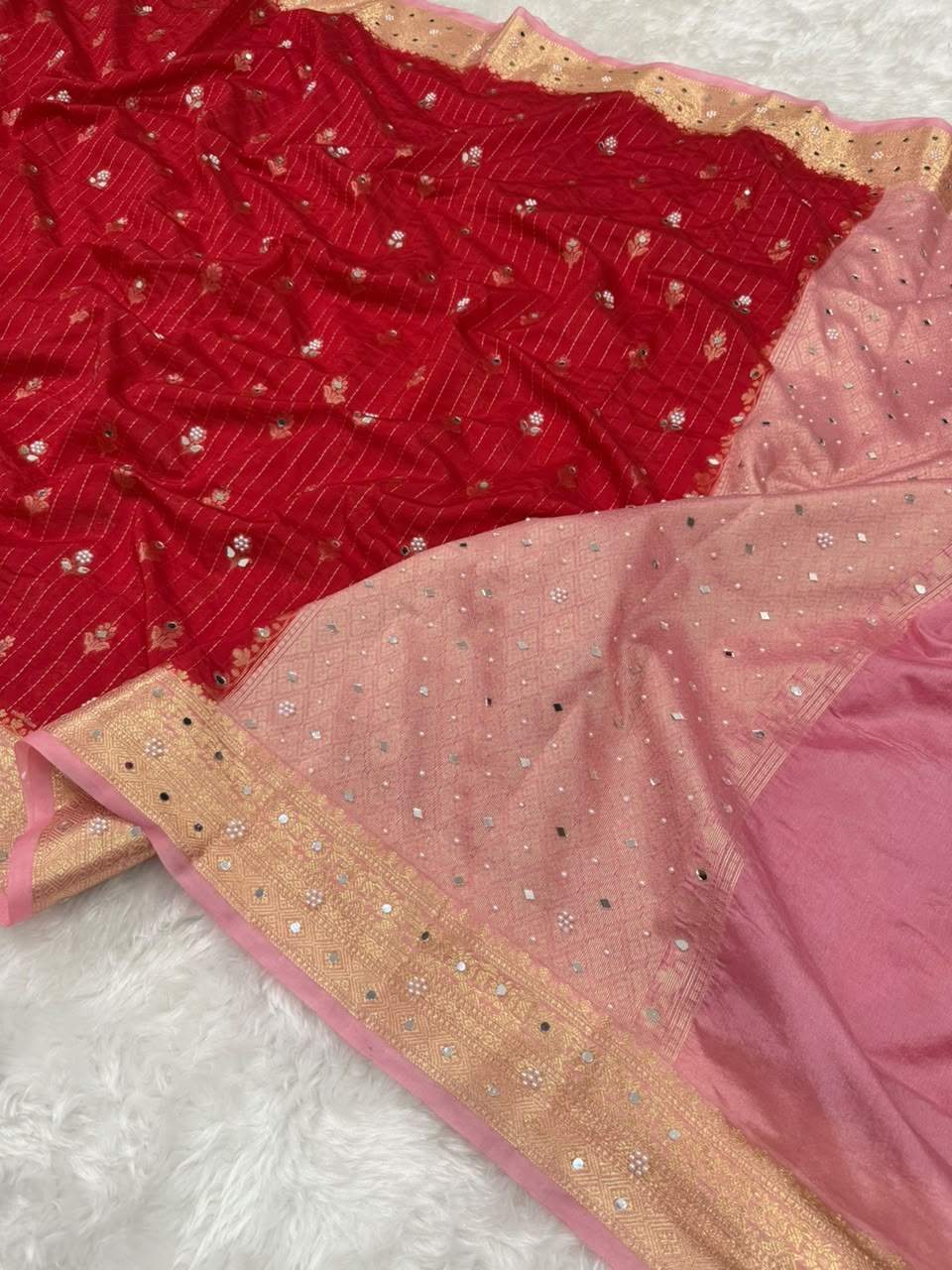 Premium Dupion Silk Silver Buti Saree