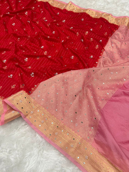 Premium Dupion Silk Silver Buti Saree