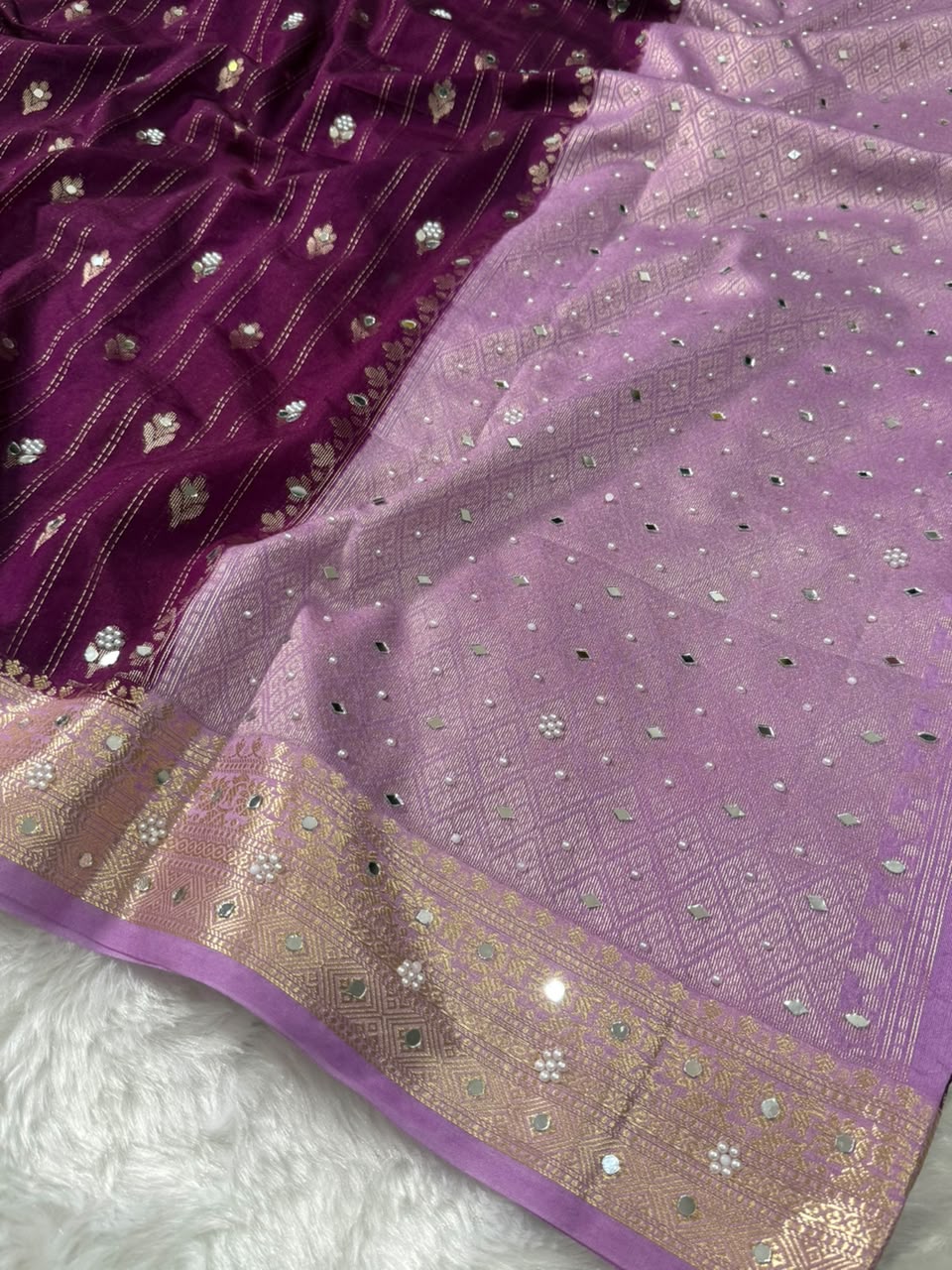 Premium Dupion Silk Silver Buti Saree