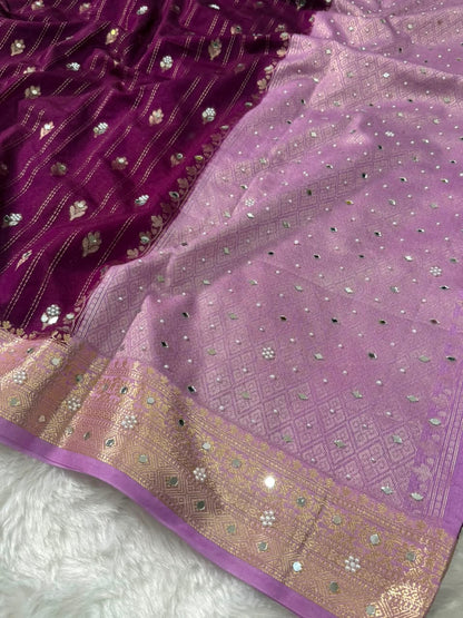 Premium Dupion Silk Silver Buti Saree