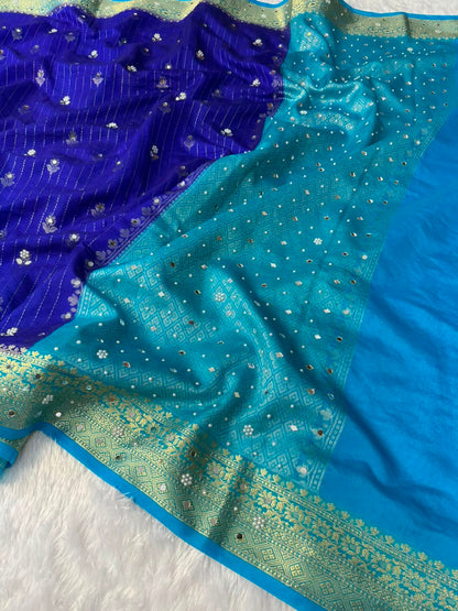 Premium Dupion Silk Silver Buti Saree
