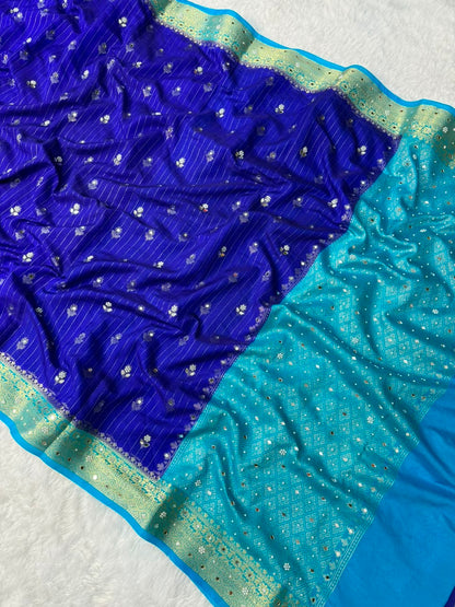 Premium Dupion Silk Silver Buti Saree