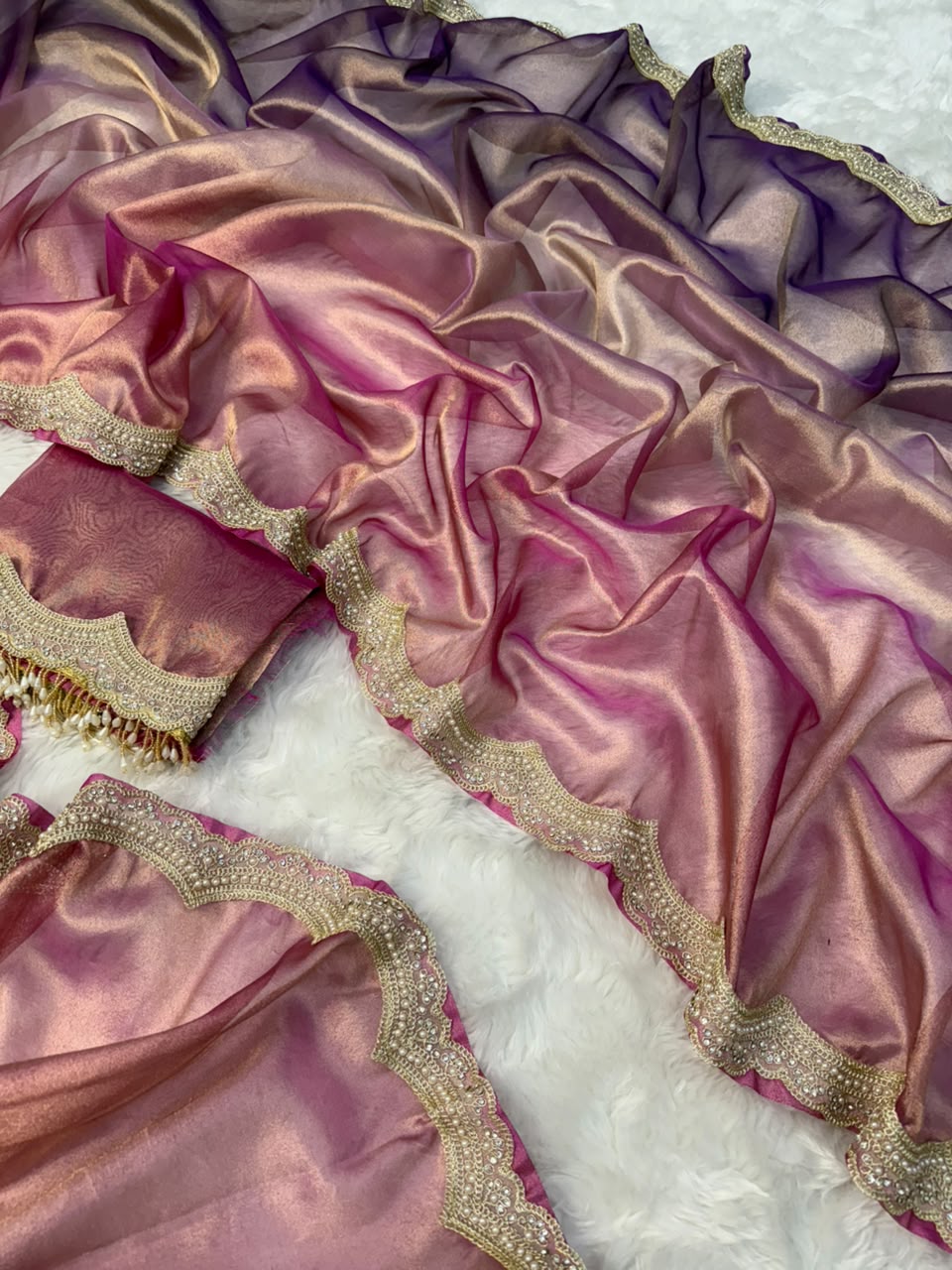 Multi Color Light Weight Tissue Saree