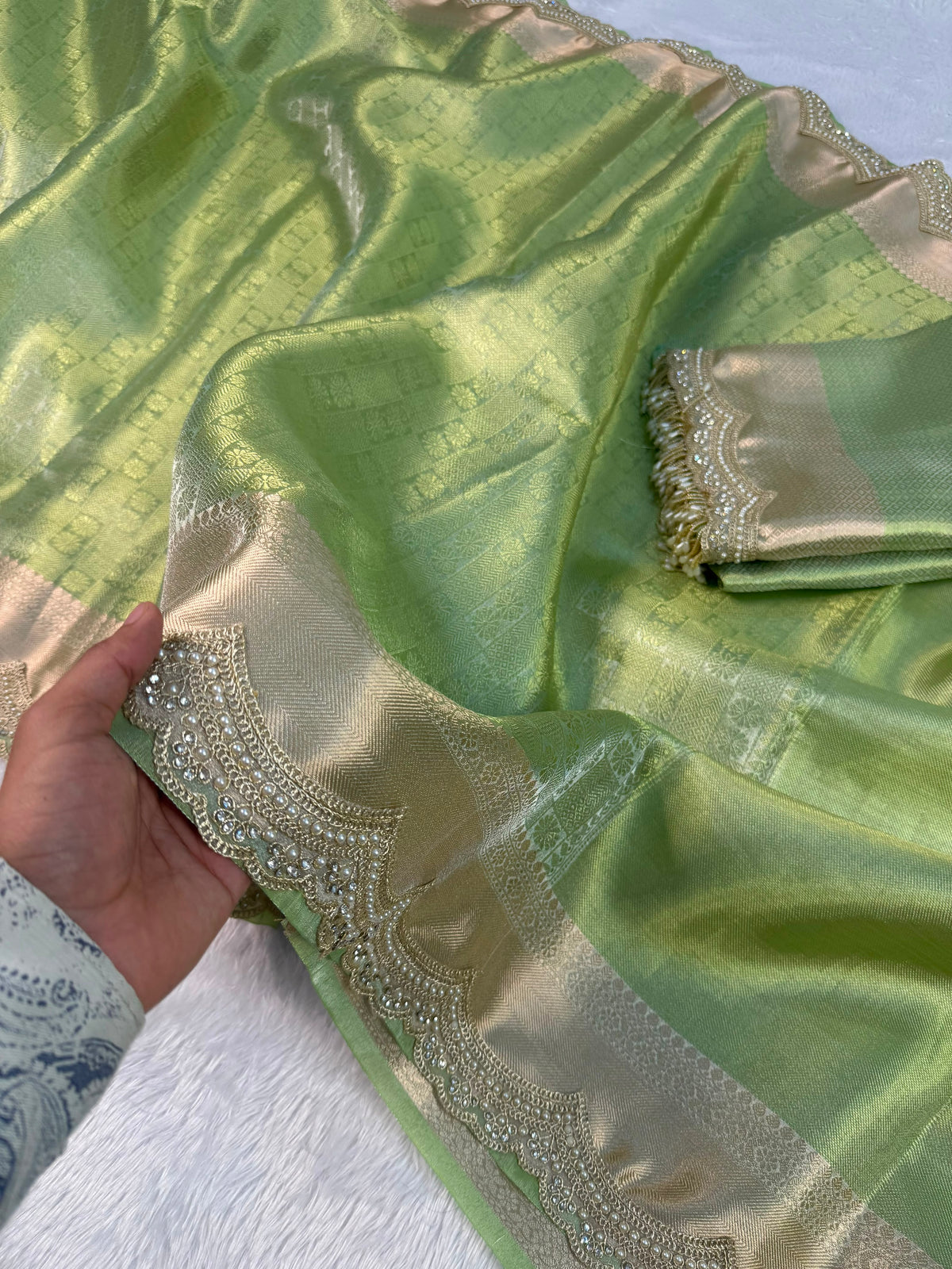 Premium Green Tissue Saree