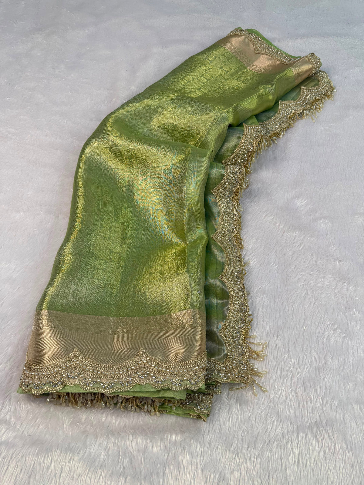 Premium Green Tissue Saree