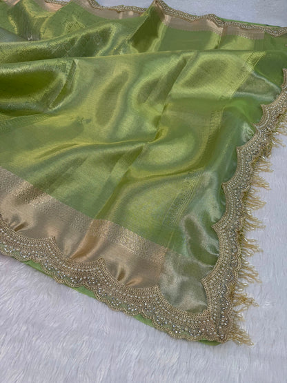 Premium Green Tissue Saree