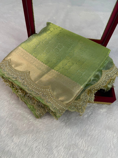 Premium Green Tissue Saree