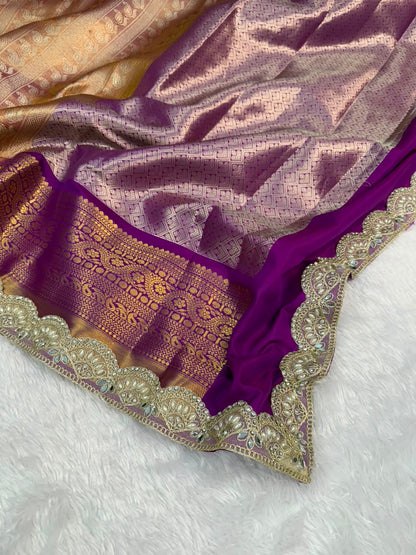 Soft Golden Banarasi Tissue Saree