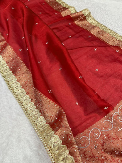 Royal Red Banarasi Tissue Saree