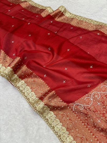 Royal Red Banarasi Tissue Saree