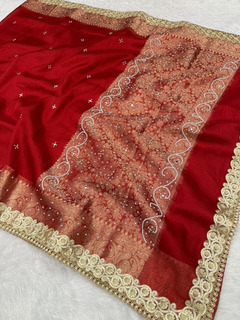 Royal Red Banarasi Tissue Saree