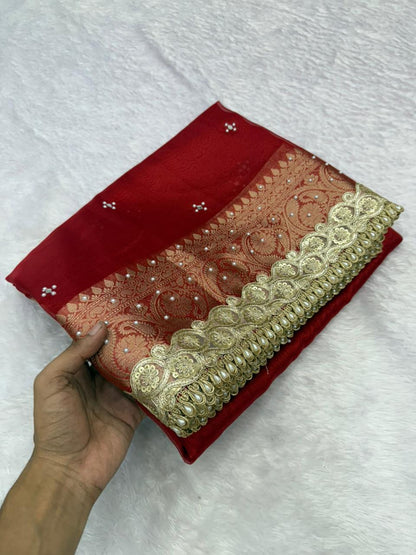 Royal Red Banarasi Tissue Saree