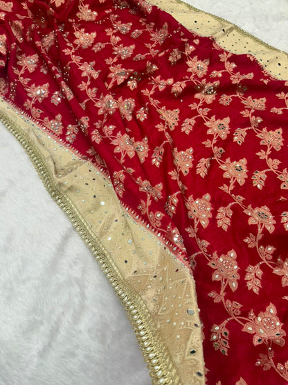 Banarasi Warm Silk Rose Jaal Saree